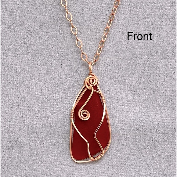 Wire Wrapped Brown Beach Glass Pendant - Picture 1 of 3